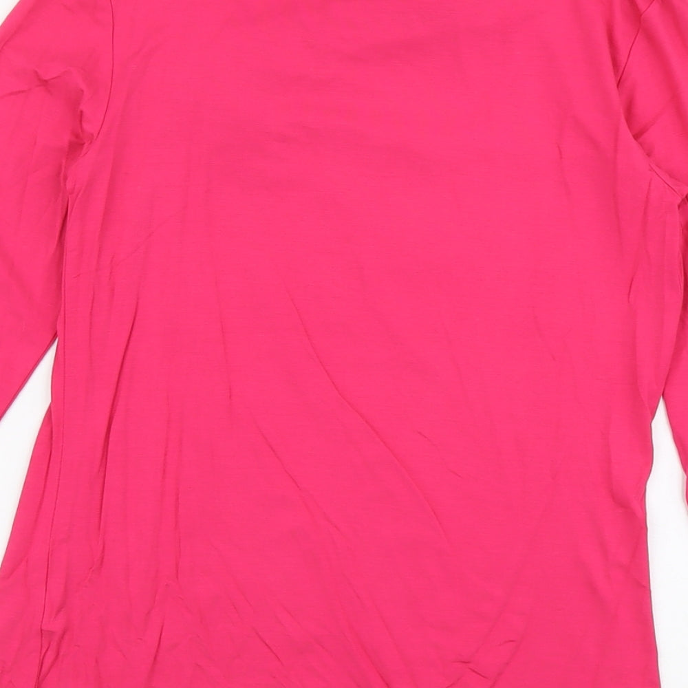 Linea Womens Pink Viscose Basic T-Shirt Size M Round Neck