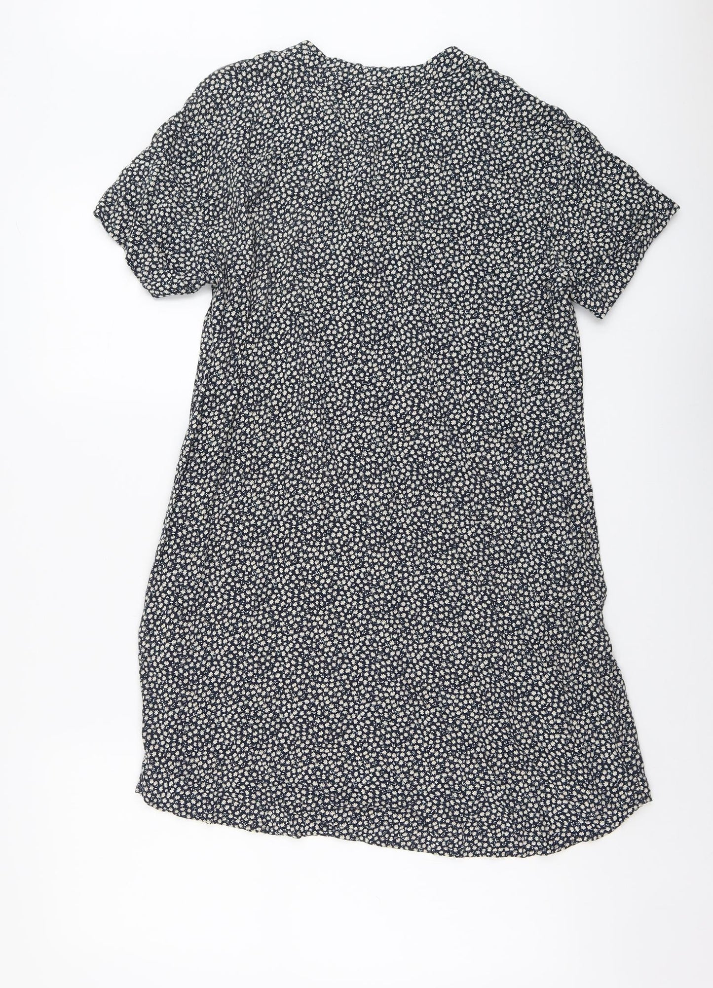 H&M Womens Black Geometric Viscose A-Line Size 10 V-Neck Pullover