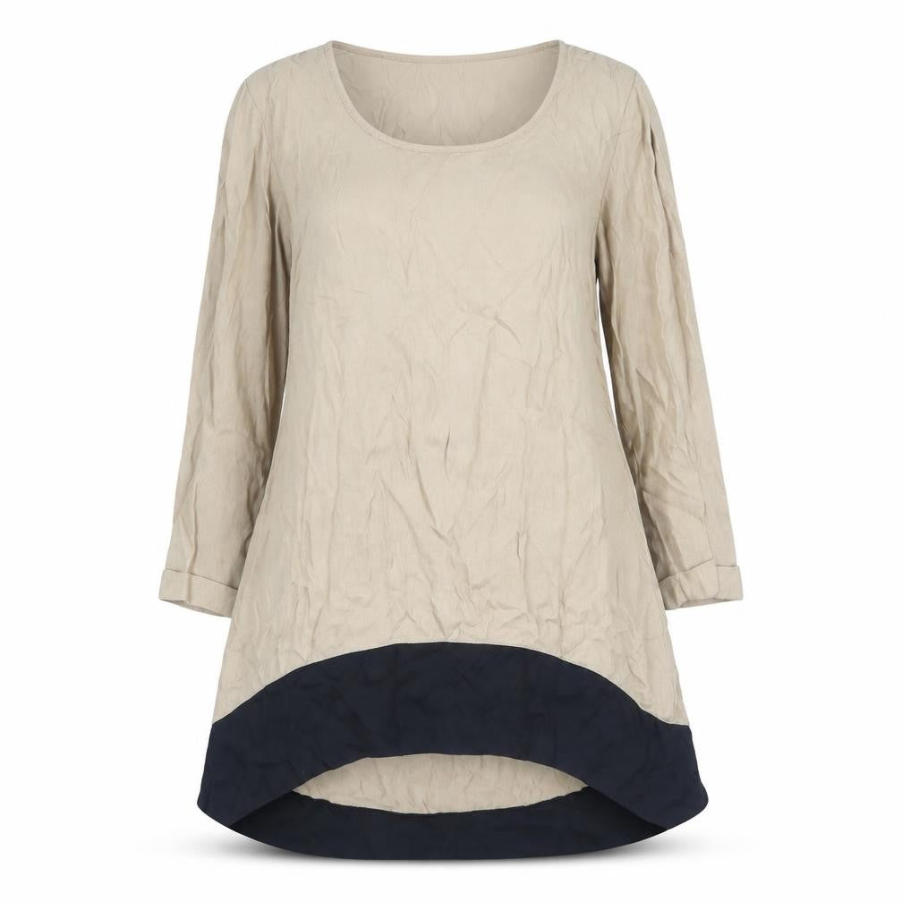 La Redoute Womens Brown Colourblock Polyester Trapeze & Swing Size 10 Scoop Neck Pullover