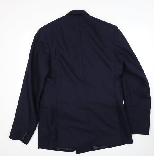 Craft Tailoring Mens Blue Polyester Jacket Suit Jacket Size 38 Regular