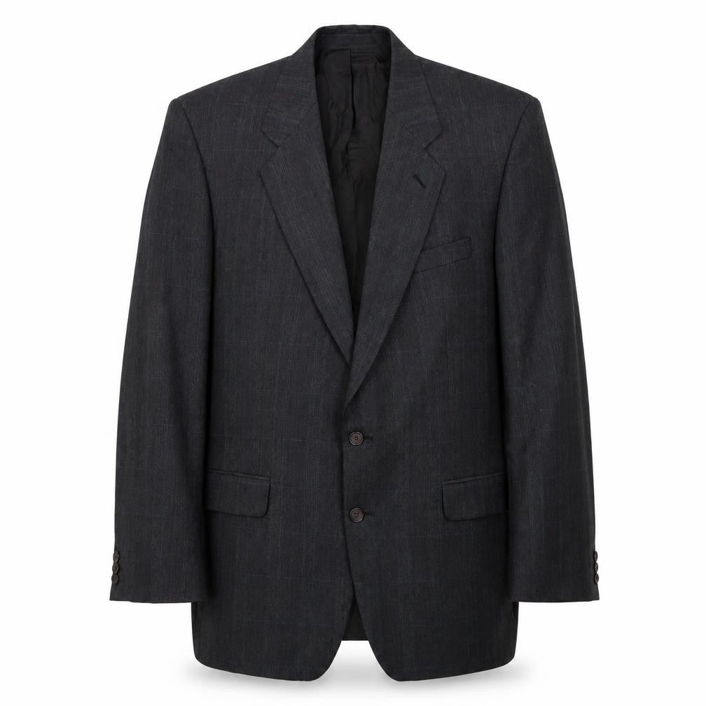Marks and Spencer Mens Grey Plaid Polyester Jacket Suit Jacket Size 44 Regular