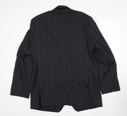 Marks and Spencer Mens Grey Plaid Polyester Jacket Suit Jacket Size 44 Regular