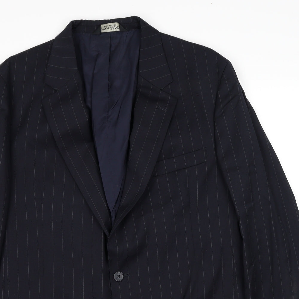 Jos. A. Bank Mens Black Striped Wool Jacket Suit Jacket Size 44 Regular