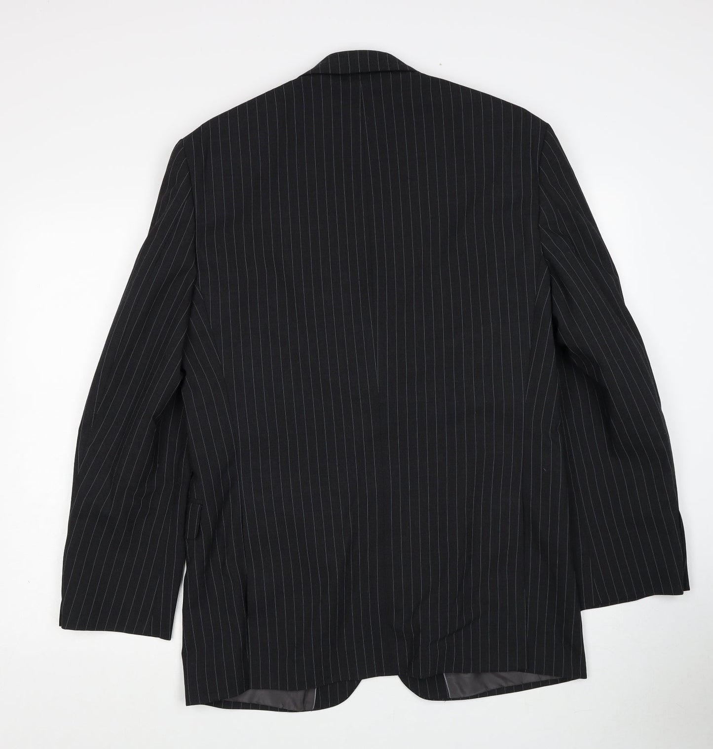 Marks and Spencer Mens Grey Striped Wool Jacket Blazer Size M Regular