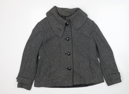 Autonomy Womens Black Geometric Jacket Size 16 Button
