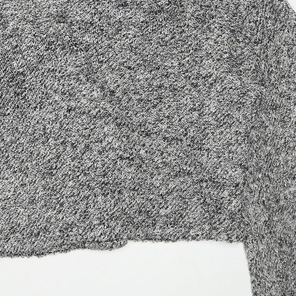 Miss Selfridge Womens Grey V-Neck Cotton Cardigan Jumper Size 10