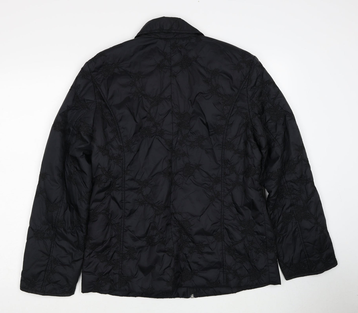 Intown Womens Black Geometric Jacket Size L Zip