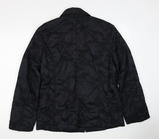 Intown Womens Black Geometric Jacket Size L Zip