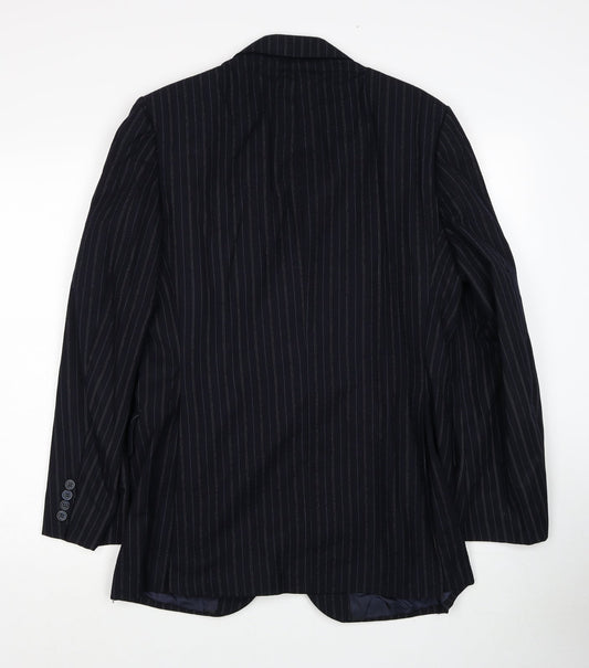 Rex Trueform International Mens Blue Striped Wool Jacket Suit Jacket Size 36 Regular