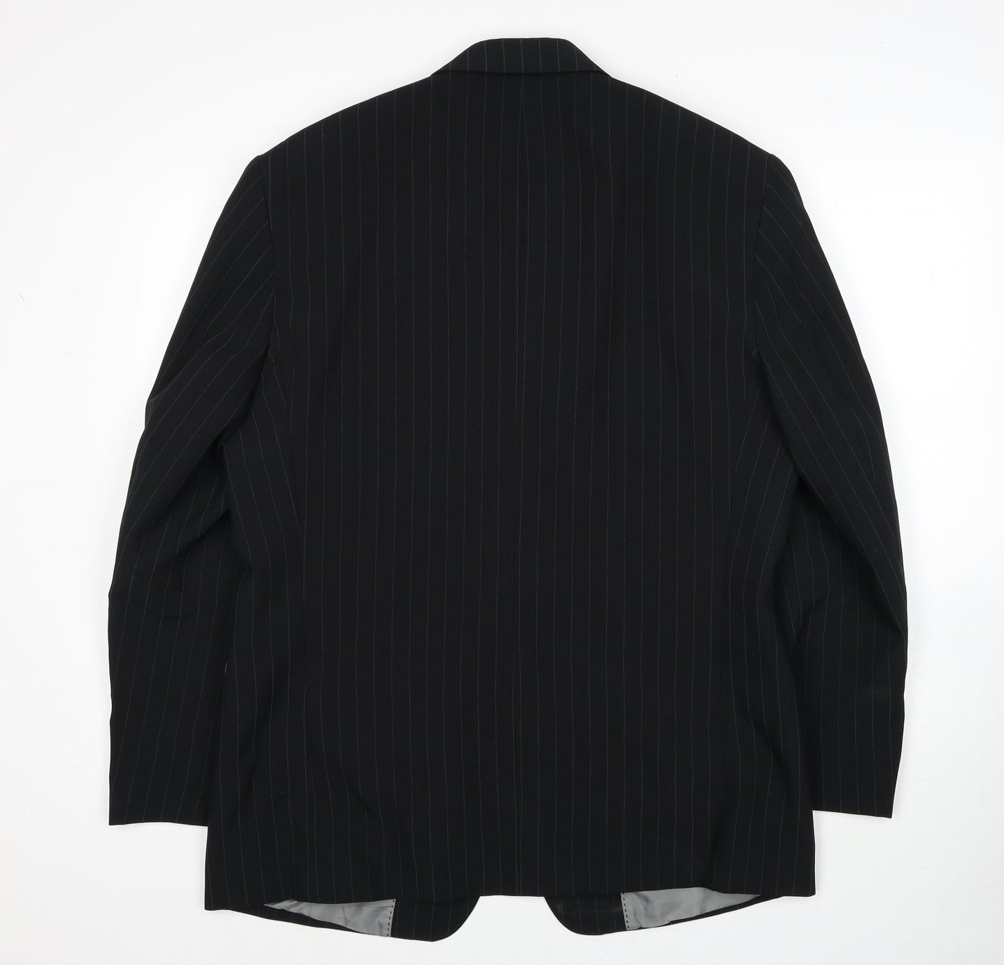 Taylor & Reece Mens Black Striped Polyester Jacket Suit Jacket Size 40 Regular
