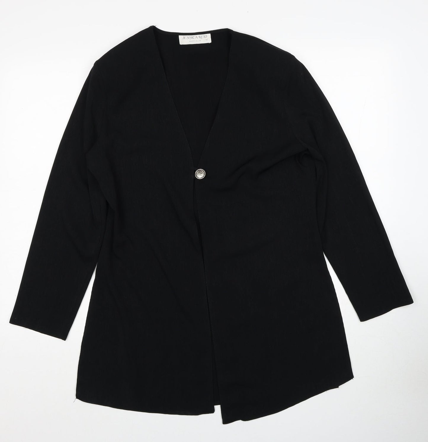 Jessica Reid Womens Blue Polyester Jacket Blazer Size 14 Button
