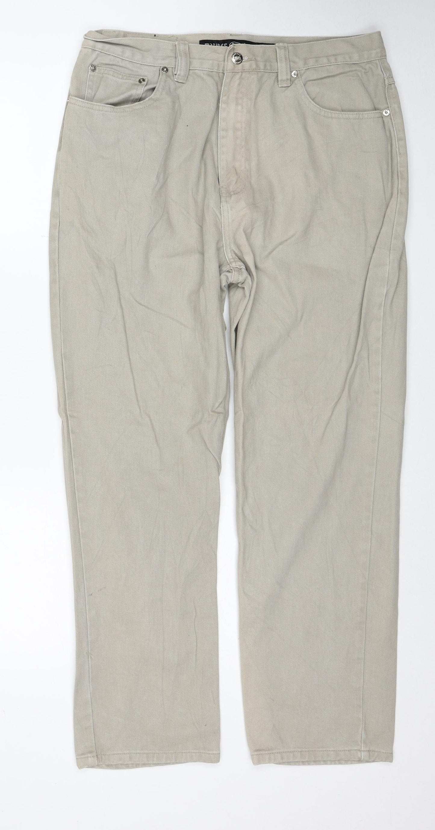 Matinee Mens Beige Cotton Straight Jeans Size 36 in L29 in Regular Zip