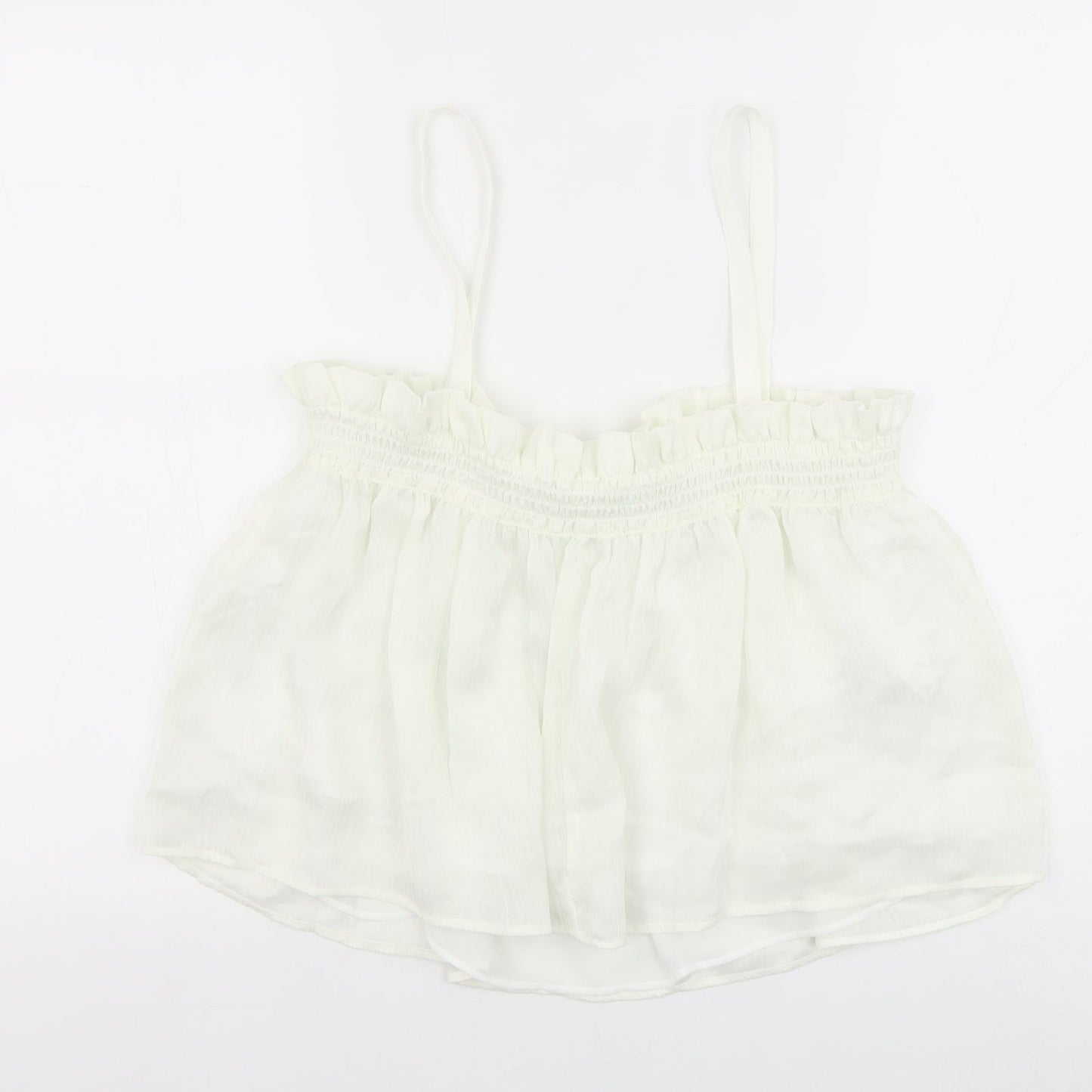 Mango Womens White Polyester Cropped Tank Size M Square Neck