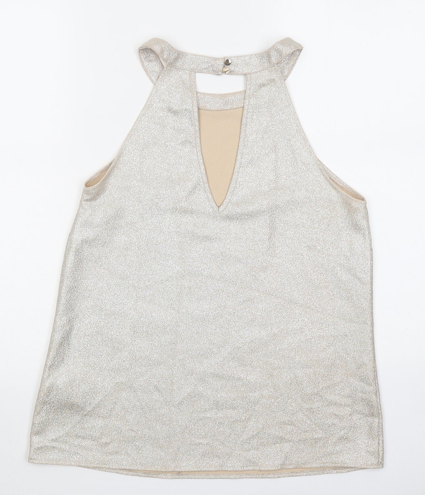 Oasis Womens Beige Polyester Basic Tank Size 10 Round Neck