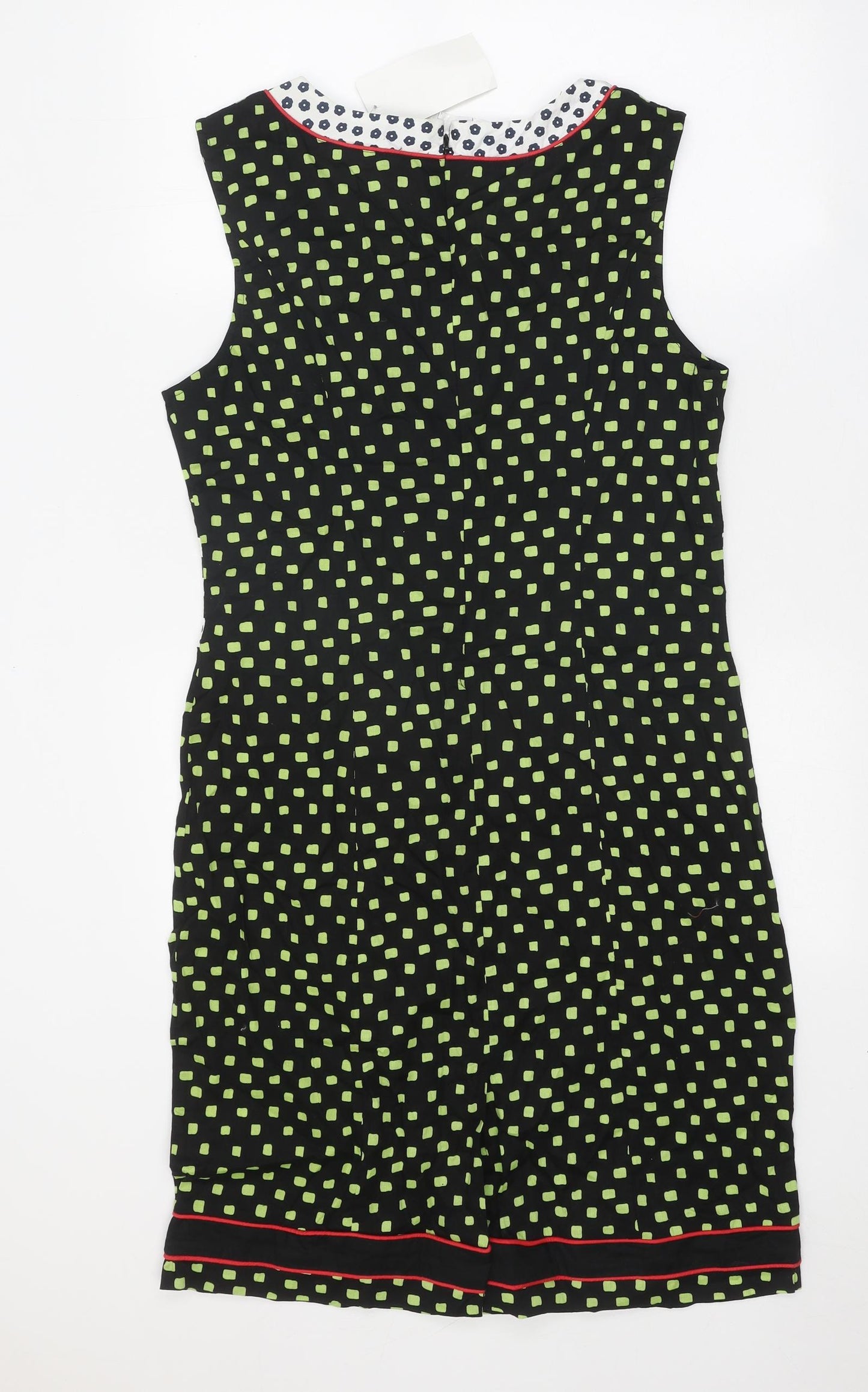 Sweet Miss Womens Black Geometric Cotton A-Line Size XL Square Neck Zip