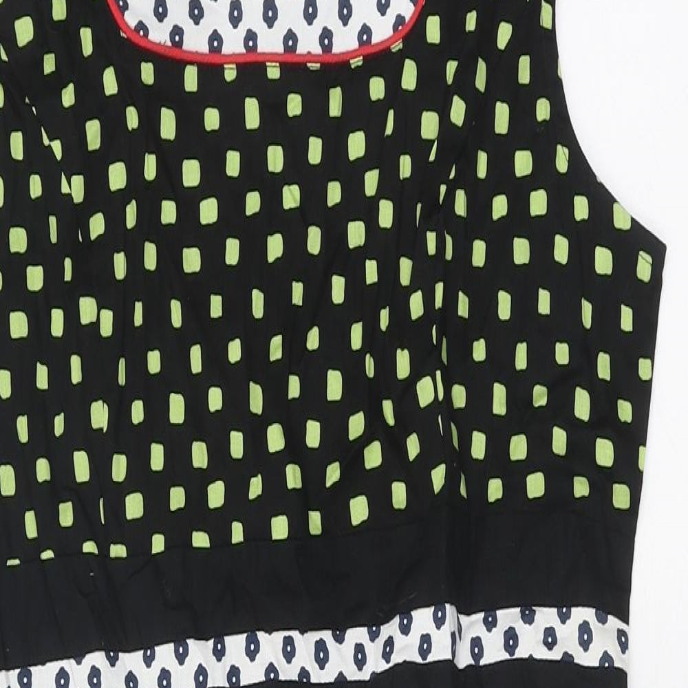 Sweet Miss Womens Black Geometric Cotton A-Line Size XL Square Neck Zip