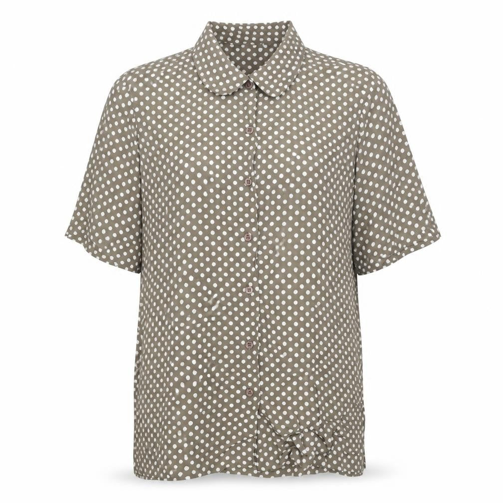 Selective Womens Brown Polka Dot Viscose Basic Button-Up Size 12 Collared