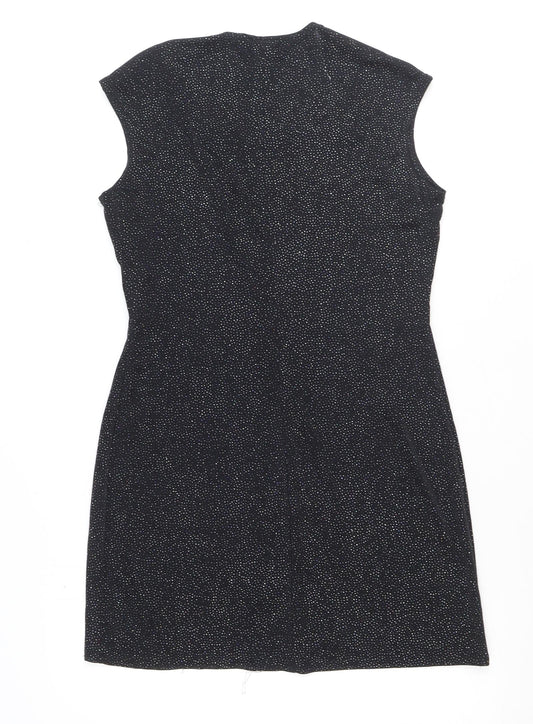 Onyx Nite Womens Black Polyester Sheath Size 14 Square Neck Pullover