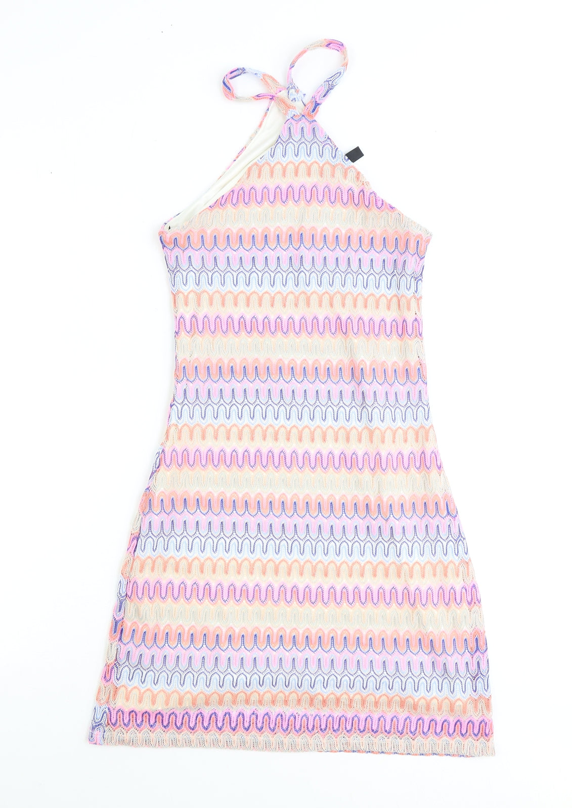 Divided by H&M Womens Multicoloured Geometric Polyester Mini Size 2XS Halter Pullover