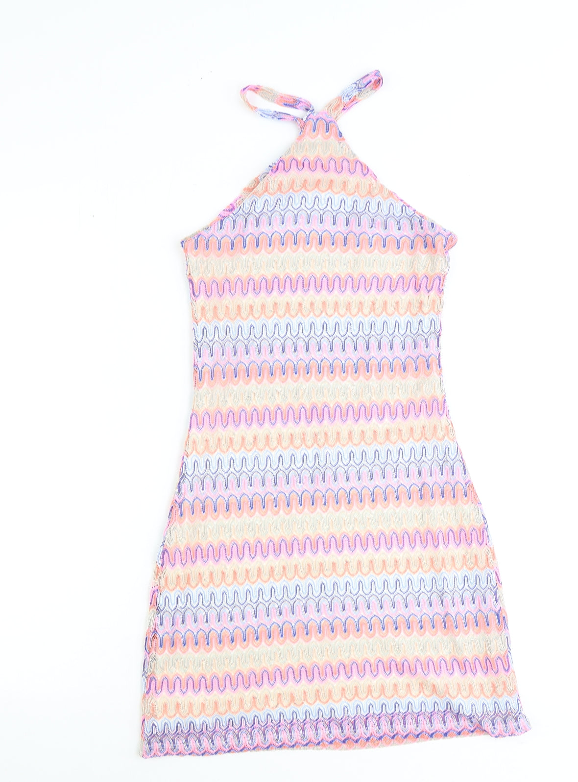 Divided by H&M Womens Multicoloured Geometric Polyester Mini Size 2XS Halter Pullover