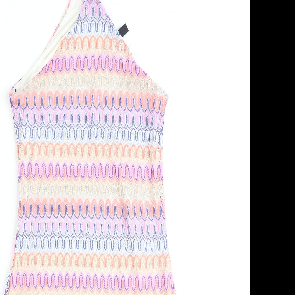 Divided by H&M Womens Multicoloured Geometric Polyester Mini Size 2XS Halter Pullover