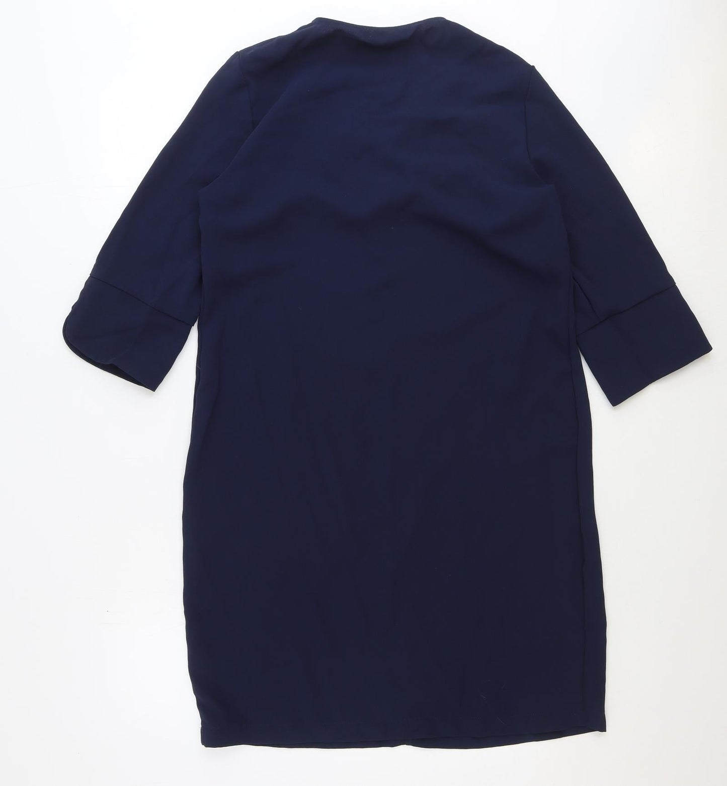 Marks and Spencer Womens Blue Polyester Sheath Size 12 V-Neck Pullover