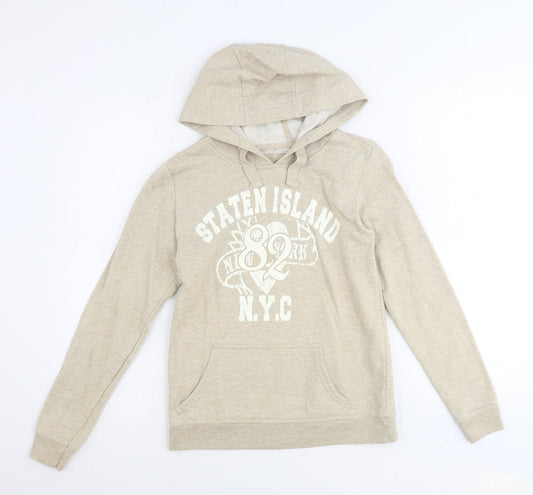 Denim & Co. Womens Ivory Cotton Pullover Hoodie Size 10 Pullover - Staten Island
