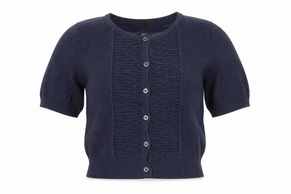 H&M Womens Blue Round Neck Acrylic Cardigan Jumper Size XS