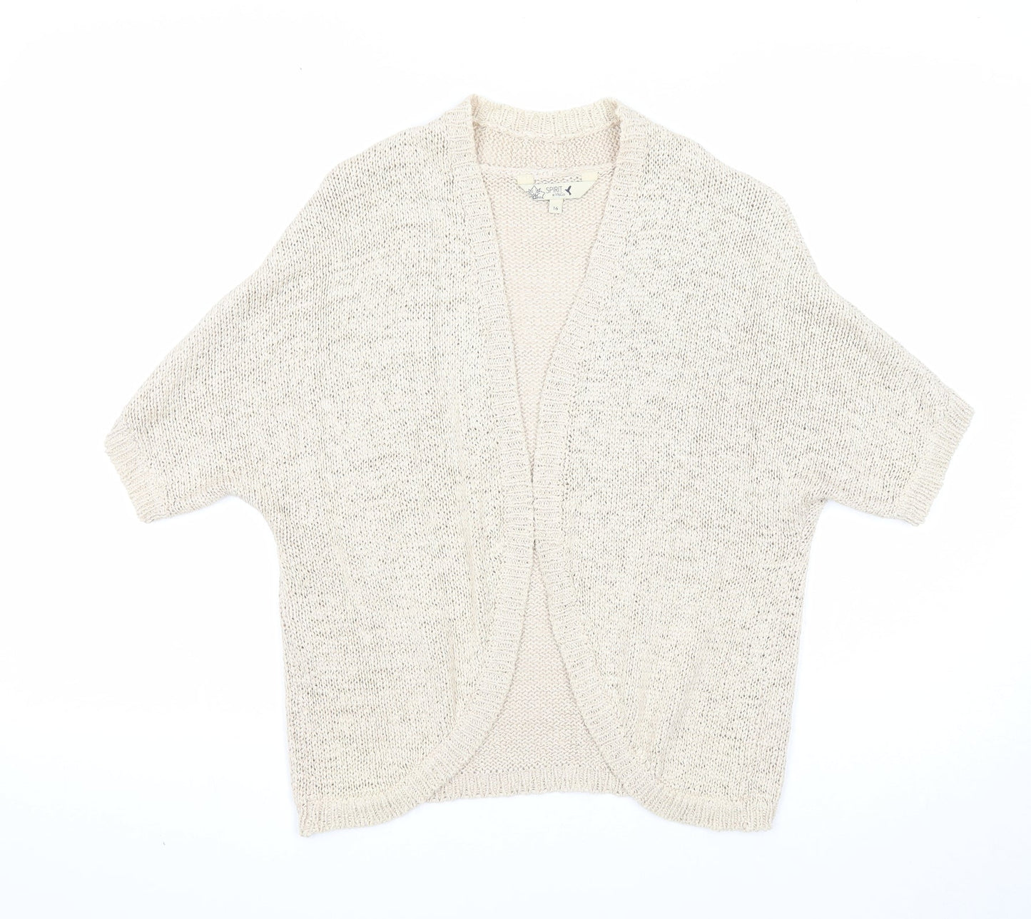 M&Co Womens Beige V-Neck Cotton Cardigan Jumper Size 16