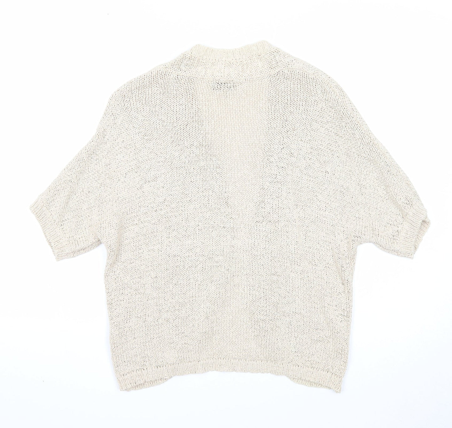M&Co Womens Beige V-Neck Cotton Cardigan Jumper Size 16