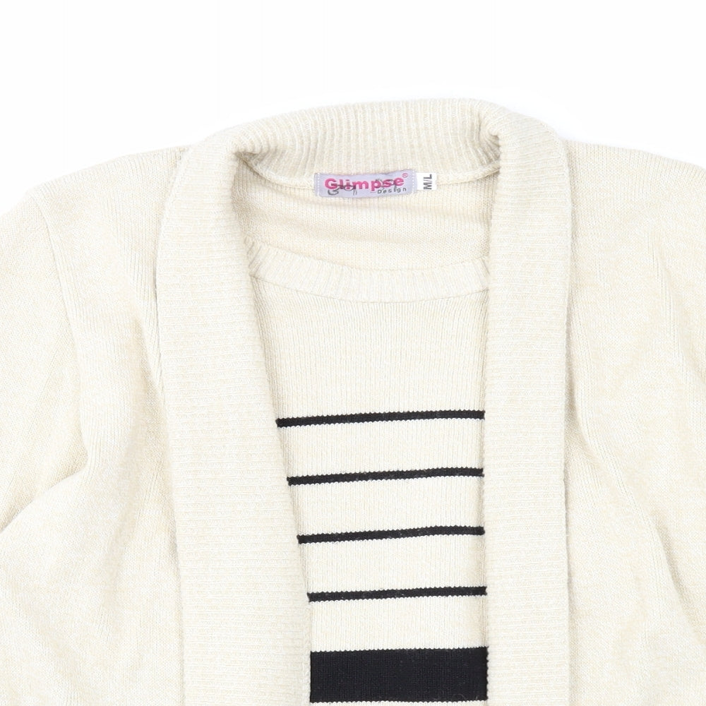 Glimpse Womens Beige Scoop Neck Acrylic Pullover Jumper Size M