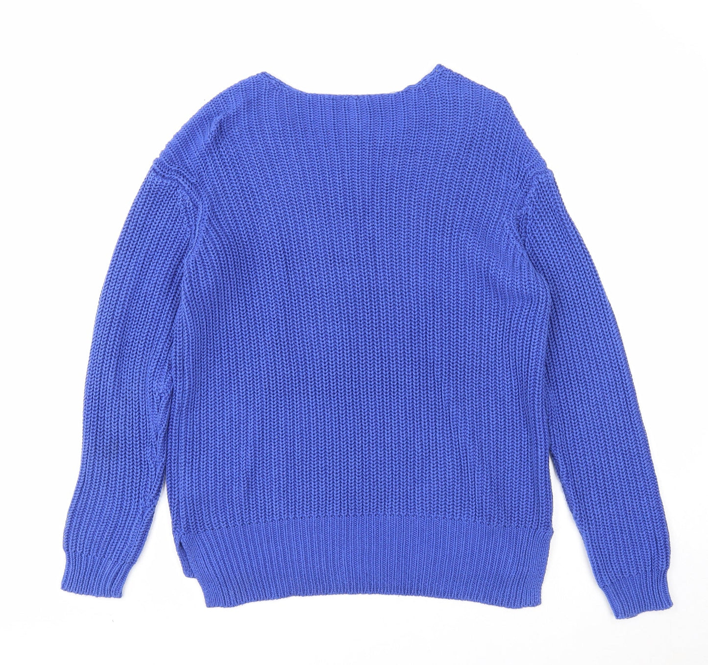 Divided Womens Blue Scoop Neck Acrylic Pullover Jumper Size 10