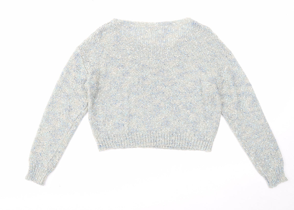 Miss Selfridge Womens Blue Boat Neck Acrylic Pullover Jumper Size 12
