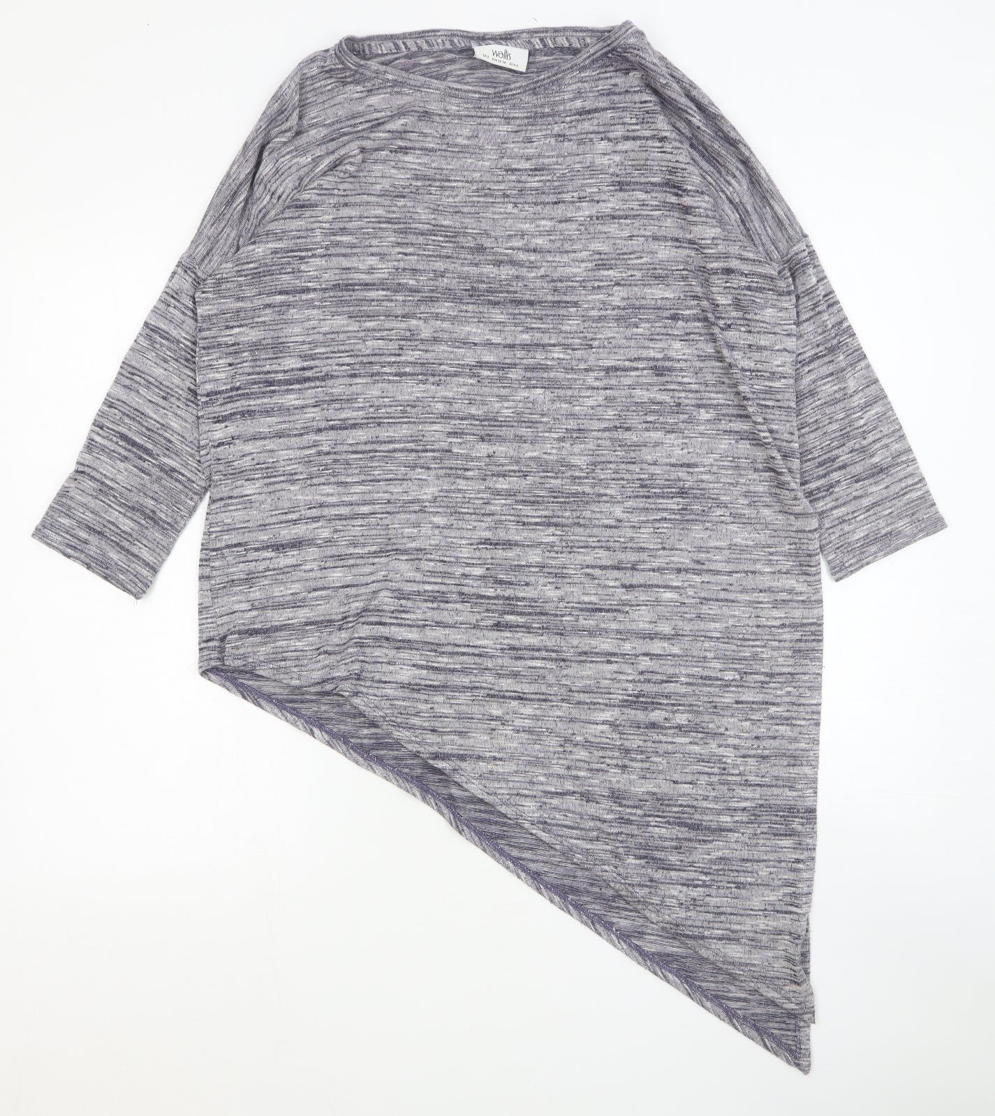 Wallis Womens Grey Round Neck Cotton Pullover Jumper Size S - Asymmetric
