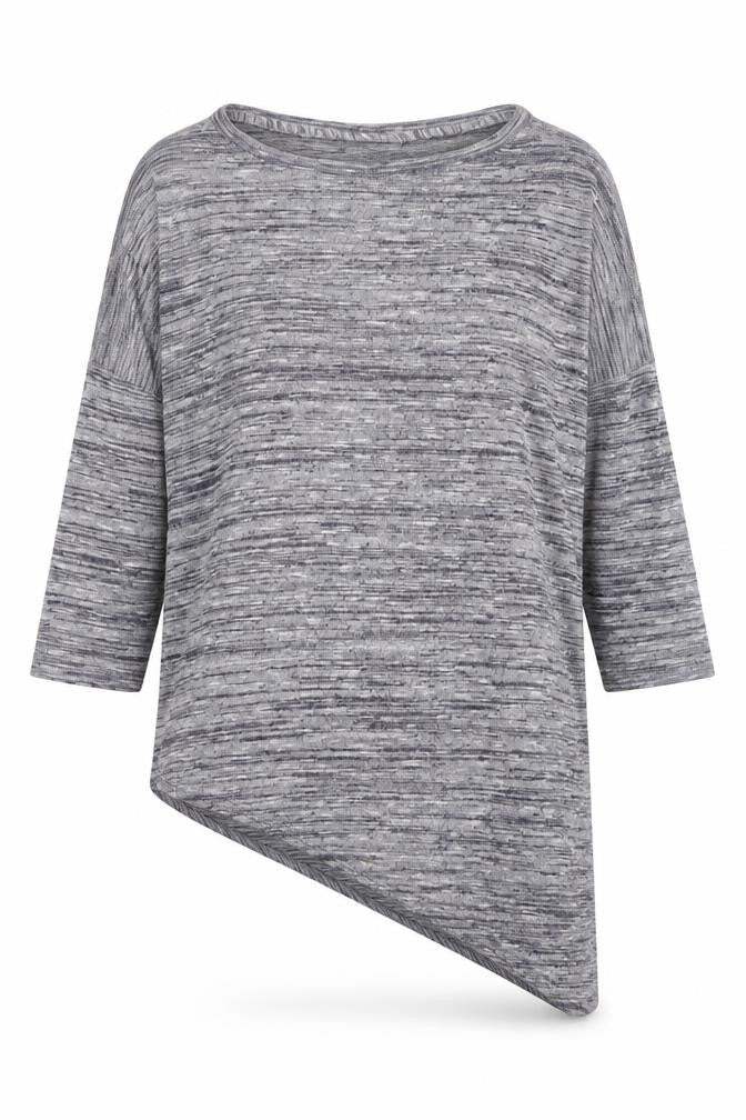 Wallis Womens Grey Round Neck Cotton Pullover Jumper Size S - Asymmetric