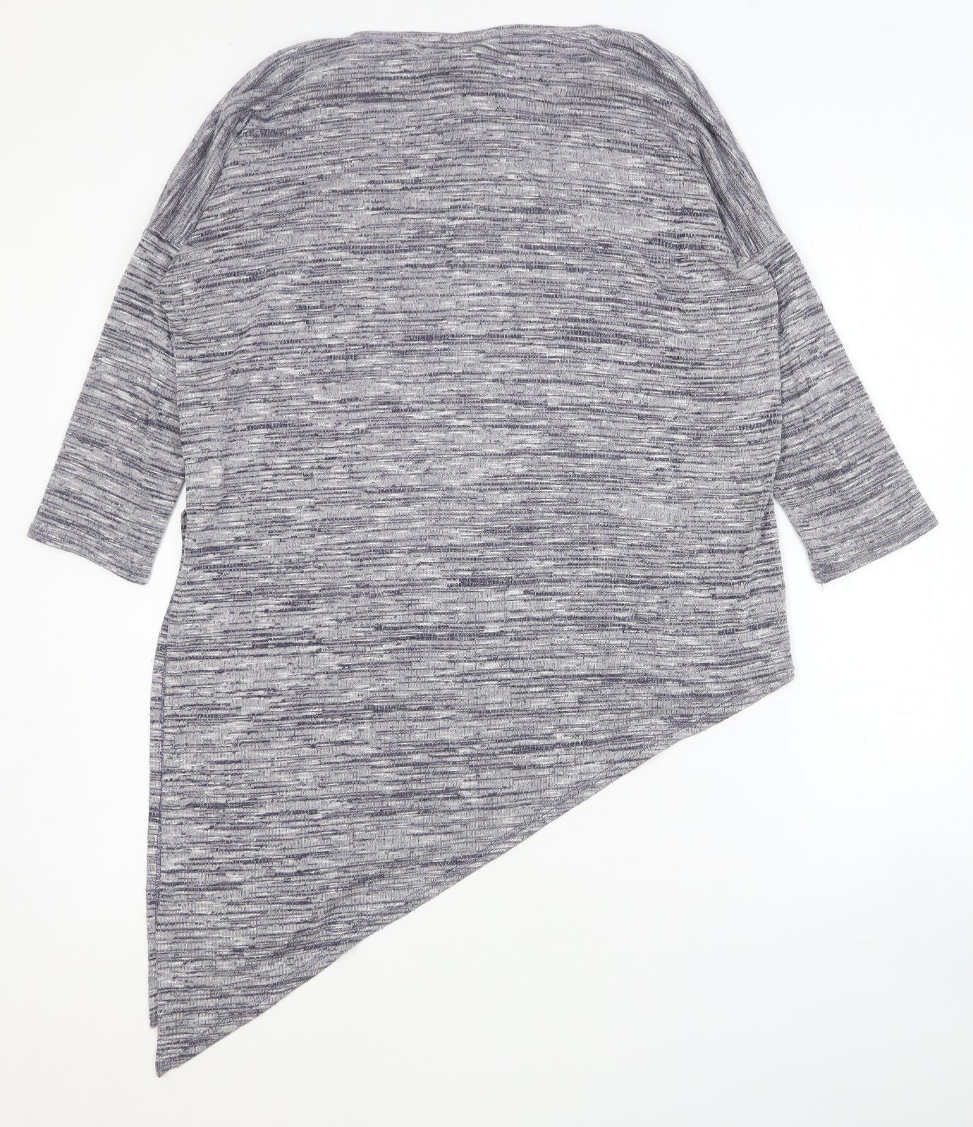 Wallis Womens Grey Round Neck Cotton Pullover Jumper Size S - Asymmetric