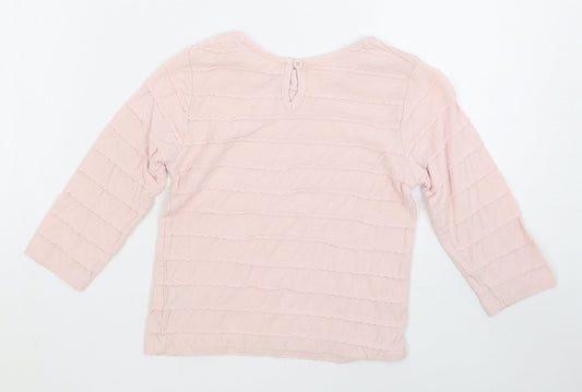 Matalan Girls Orange Striped Cotton Basic T-Shirt Size 18-24 Months Round Neck Pullover