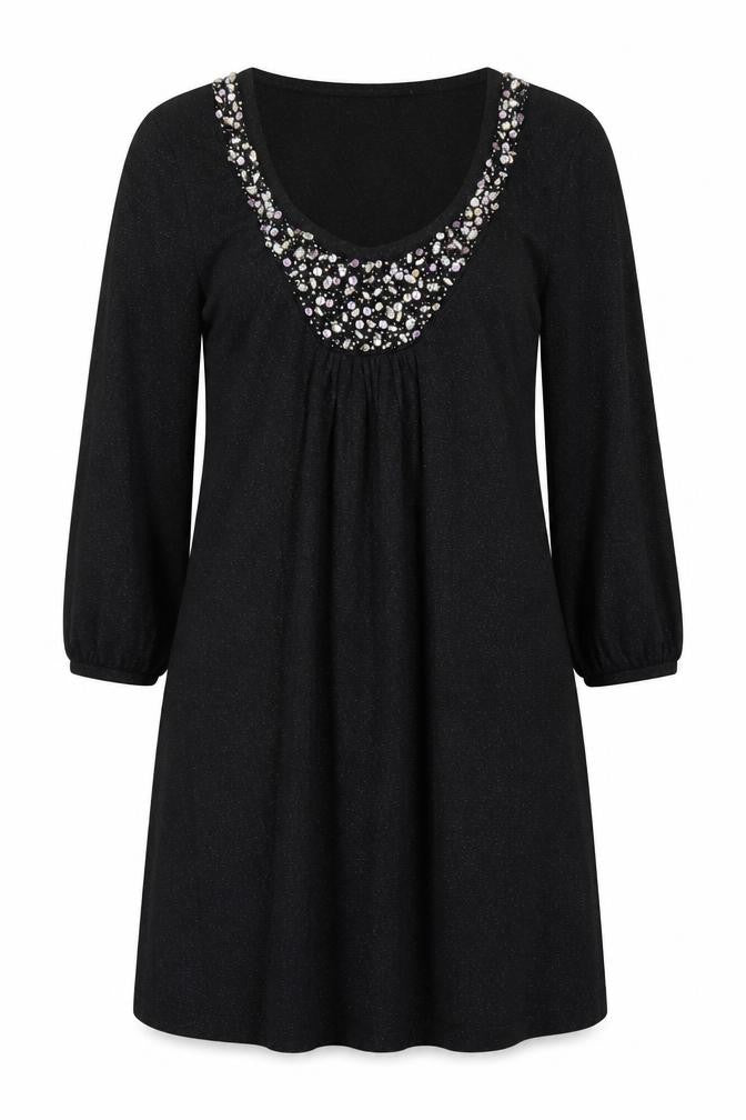 Marks and Spencer Womens Black Cotton A-Line Size 10 Scoop Neck Pullover