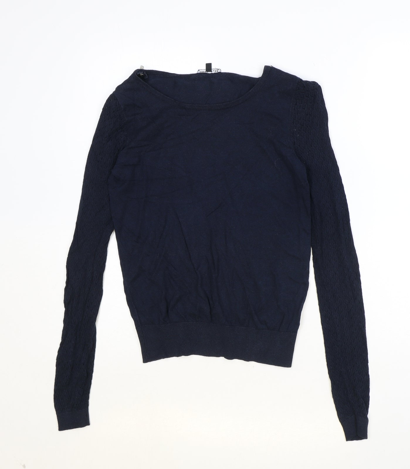 Warehouse Womens Blue Boat Neck Cotton Pullover Jumper Size 8 Pullover