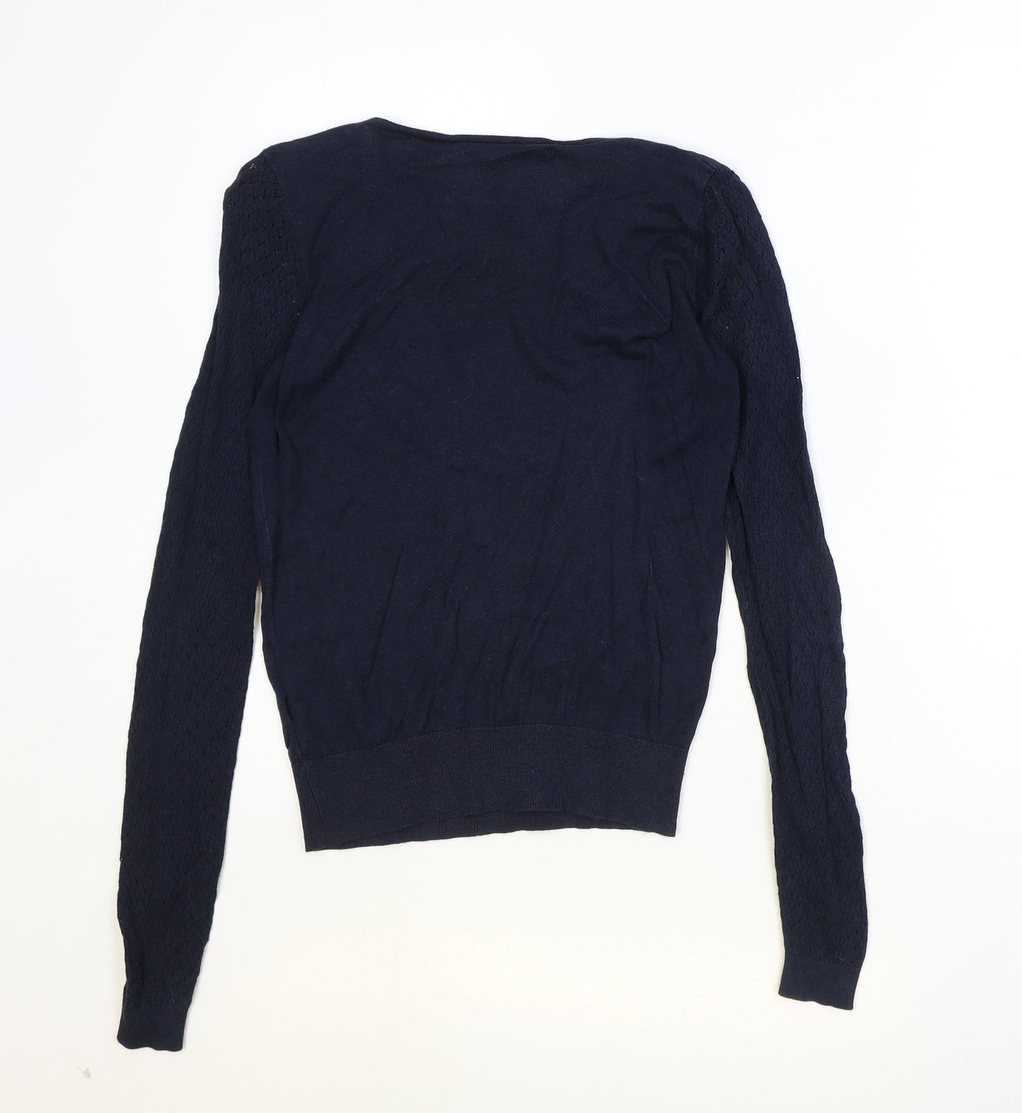 Warehouse Womens Blue Boat Neck Cotton Pullover Jumper Size 8 Pullover