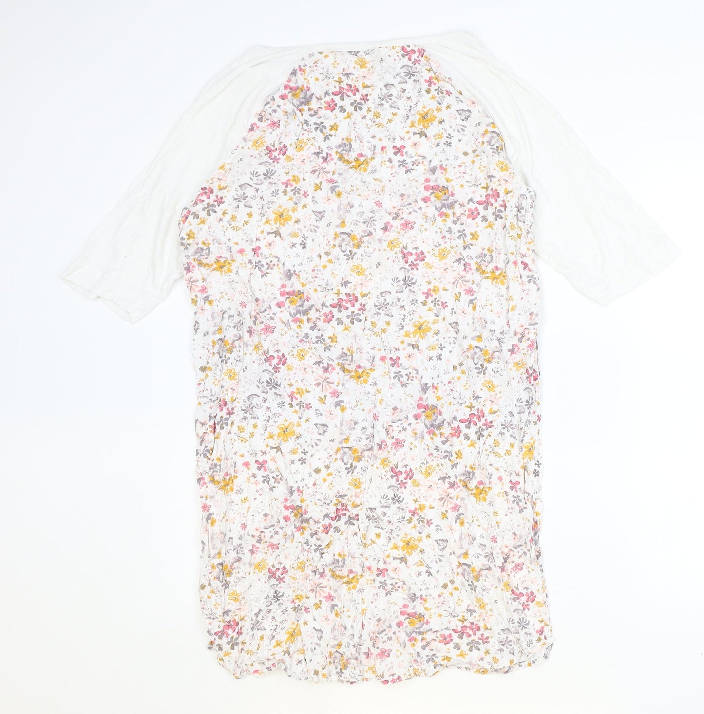 Marks and Spencer Womens Ivory Floral Viscose A-Line Size 16 Round Neck Pullover