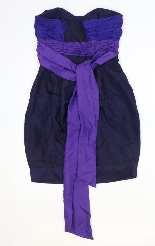 Warehouse Womens Purple Silk Mini Size 8 Sweetheart Zip