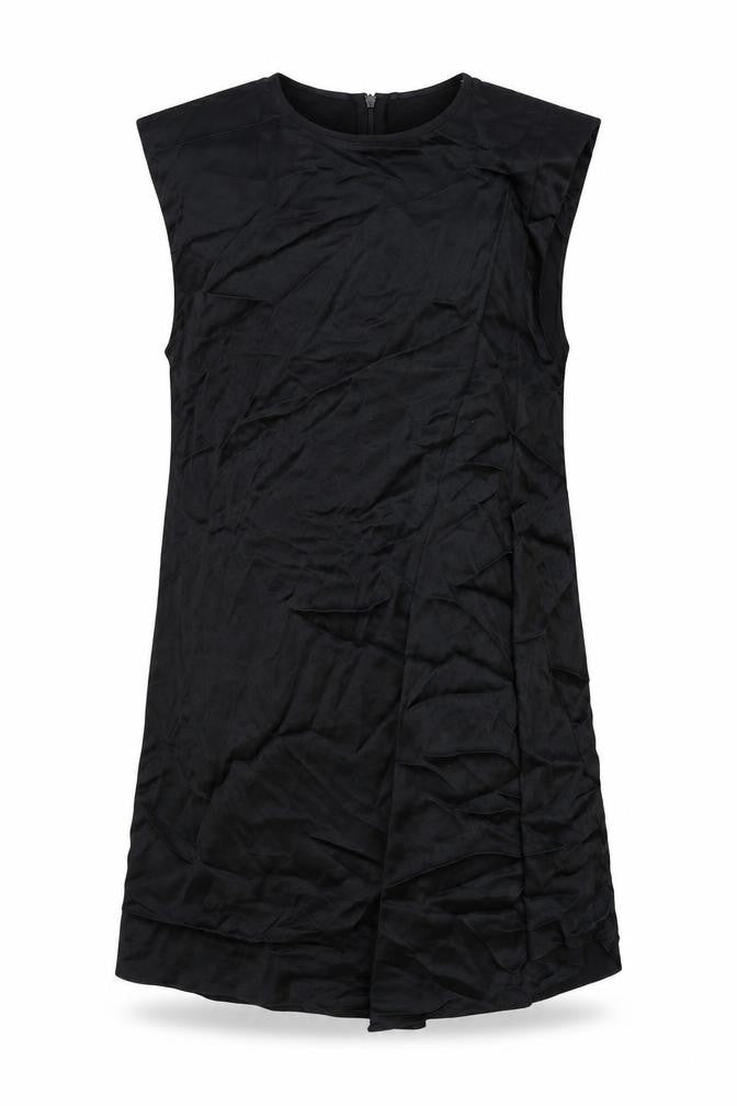 Zara Womens Black Viscose Tank Dress Size M Round Neck Zip