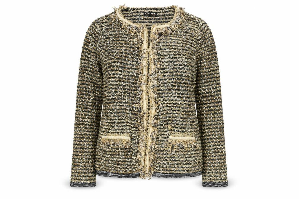 Cashmia Womens Gold Scoop Neck Acrylic Cardigan Jumper Size S