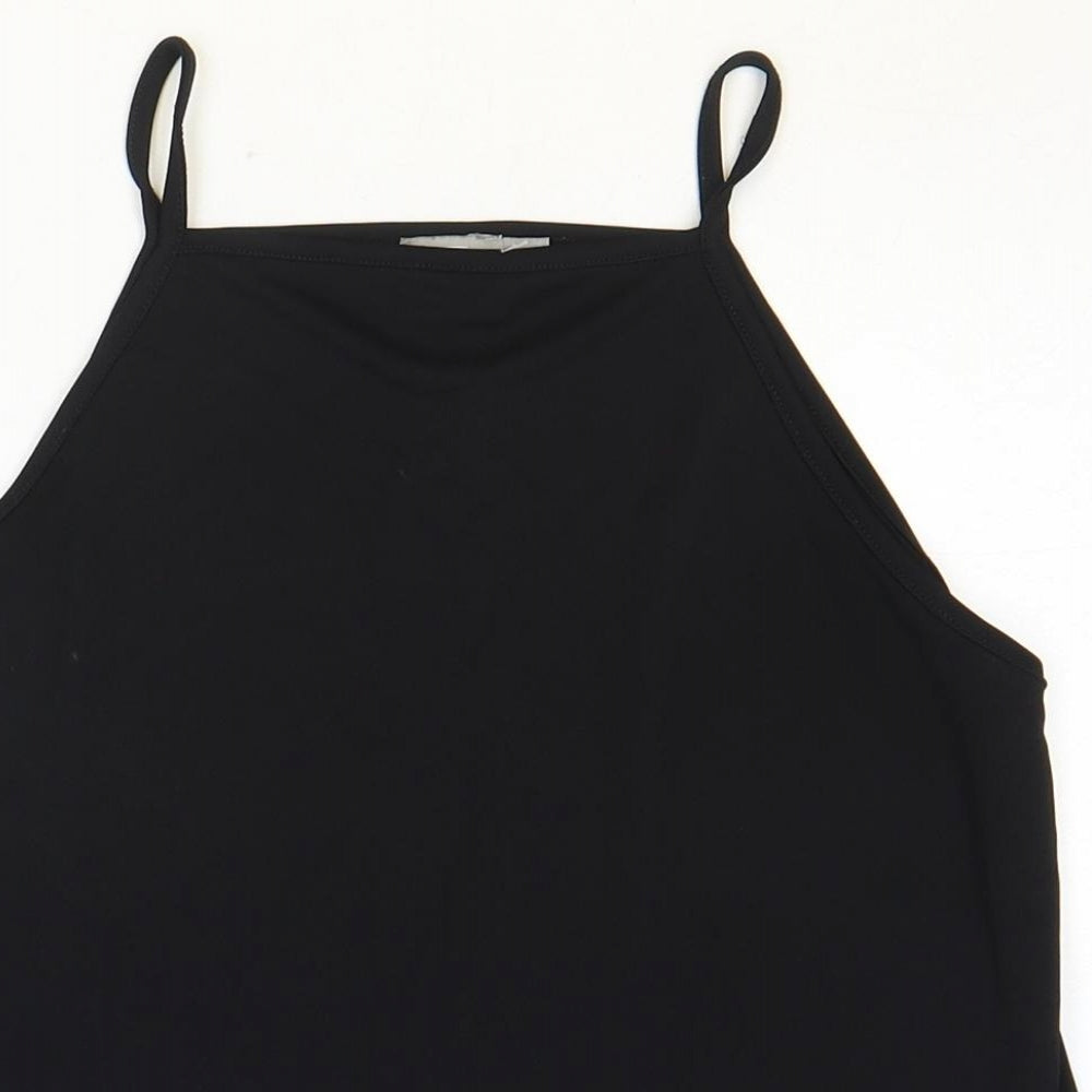 ASOS Womens Black Polyester Basic Tank Size 10 V-Neck