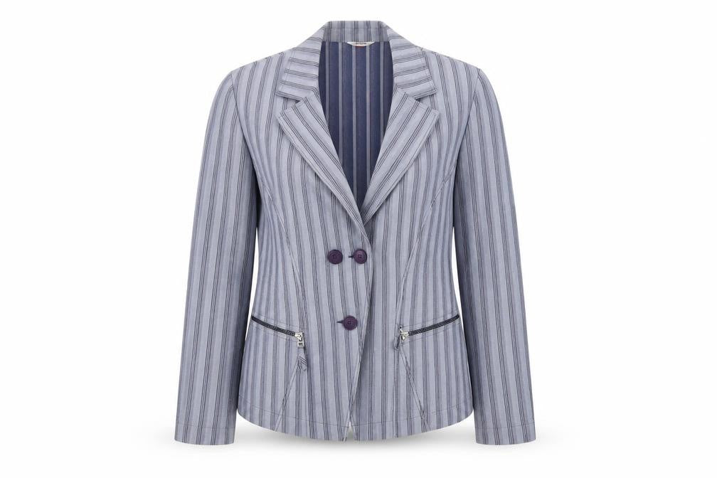 FSR Womens Blue Striped Jacket Blazer Size 10 Button