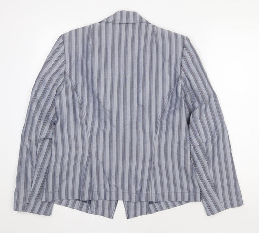 FSR Womens Blue Striped Jacket Blazer Size 10 Button