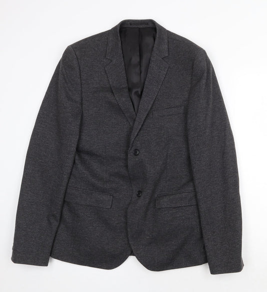 Topman Mens Grey Viscose Jacket Suit Jacket Size 38 Regular