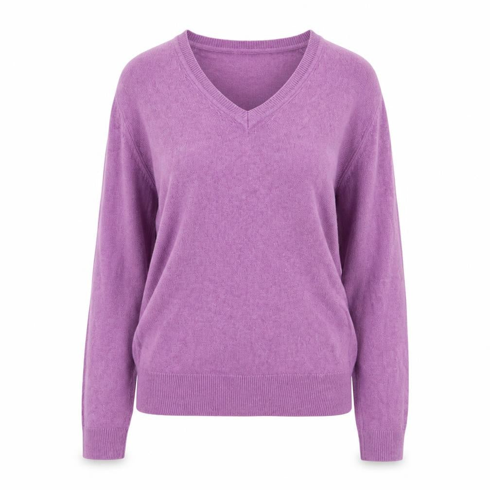 Marks and Spencer Womens Purple V-Neck Acrylic Pullover Jumper Size 8