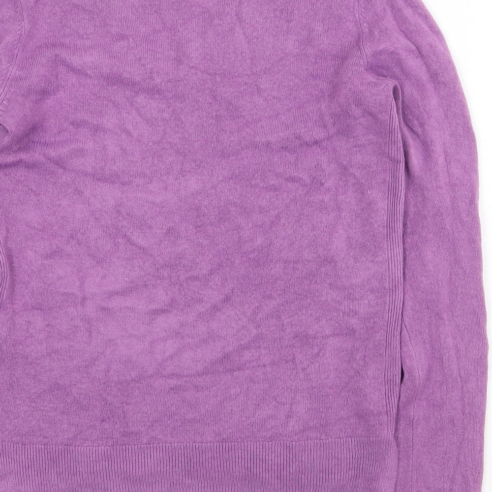 Marks and Spencer Womens Purple V-Neck Acrylic Pullover Jumper Size 8